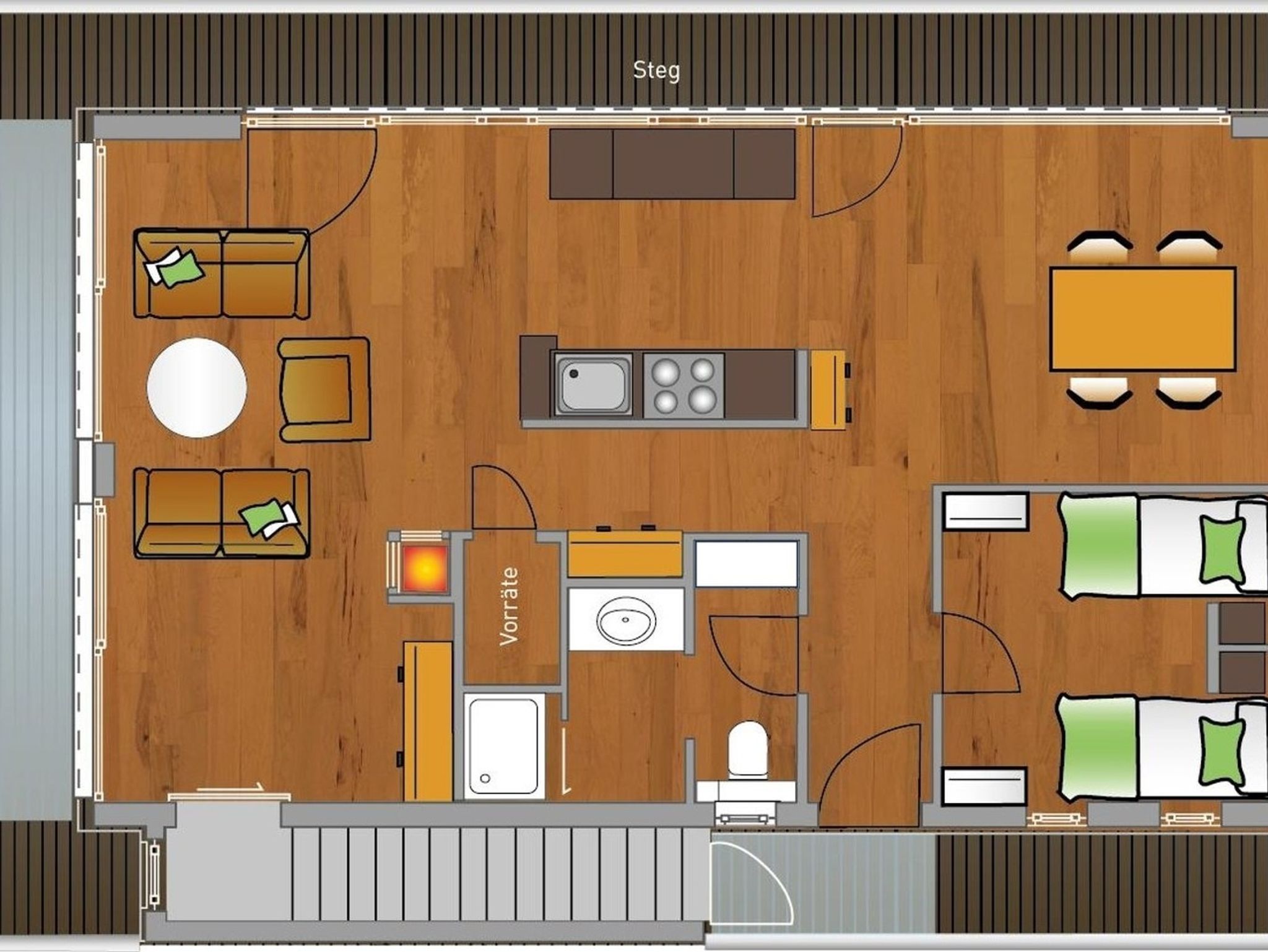 2-Raum-Appartement mit Balkon für 2 Personen