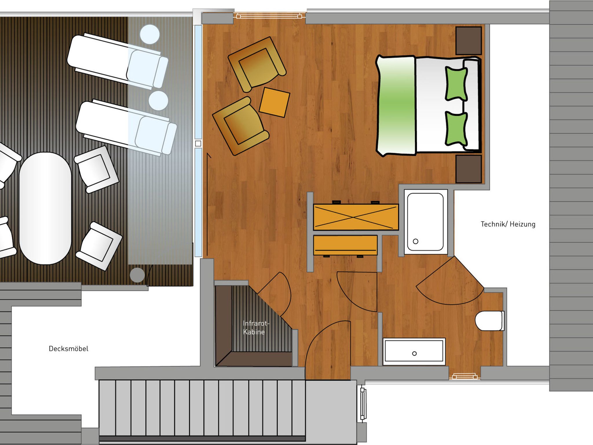 2-Raum-Appartement mit Balkon für 2 Personen