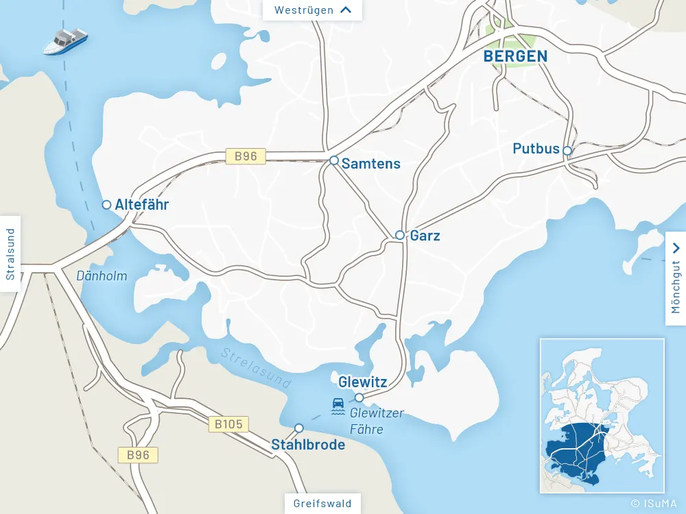 Inselkarte – Halbinsel Süd-Rügen