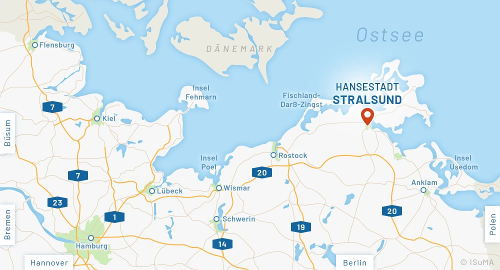 Anfahrtskarte Hansestadt Stralsund