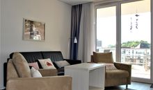 Apartment 29 "Heimathafen 29", Apartmenthaus Hafenspitze, Blickrichtung Innenstadt/Binnenhafen
