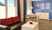 Apartment 25, Pier 25, Apartmenthaus Hafenspitze Blickrichtung offene See/Strand
