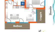 Apartment 25, Pier 25, Apartmenthaus Hafenspitze Blickrichtung offene See/Strand