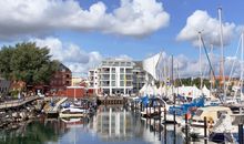 Apartment 25, Pier 25, Apartmenthaus Hafenspitze Blickrichtung offene See/Strand