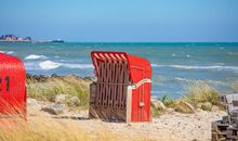 Strandkörbe am Strand in Schönhagen an der Ostsee.
