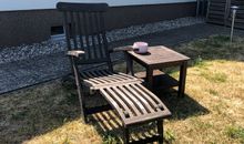 Beine hochlegen, der Blick auf die Terrasse