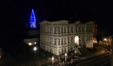 Nächtlicher Blick vom WZ-Balkon zur Ostseetherme
