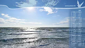Hintergrundbild: Ostseewellen glitzern im Sonnenlicht