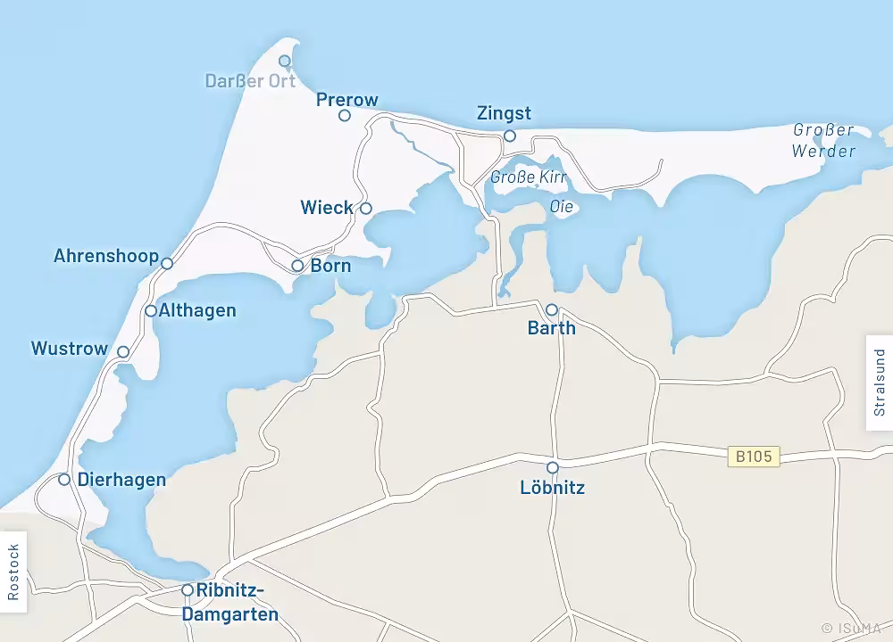 Inselkarte - Halbinsel Fischland-Darß-Zingst Inselkarte - Halbinsel Fischland-Darß-Zingst
