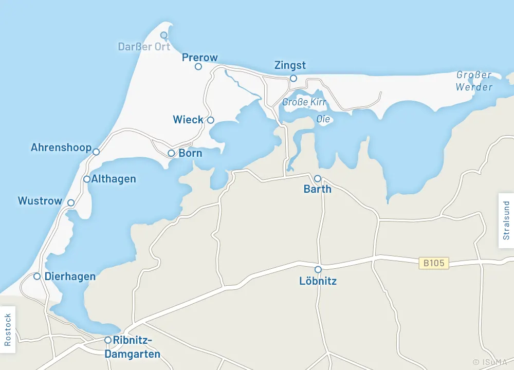Inselkarte - Halbinsel Fischland-Darß-Zingst Inselkarte - Halbinsel Fischland-Darß-Zingst