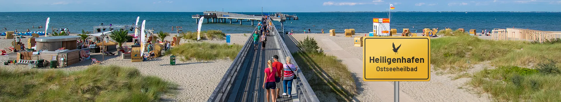 Ostseeheilbad Heiligenhafen – Blick auf die Seebrücke und den Strand von Heiligenhafen