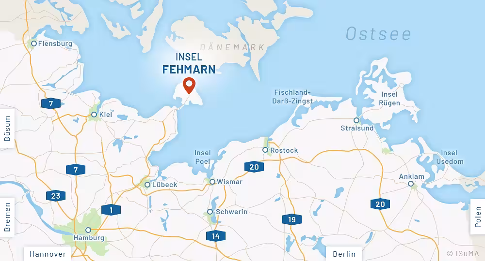 Anfahrtskarte Insel Fehmarn