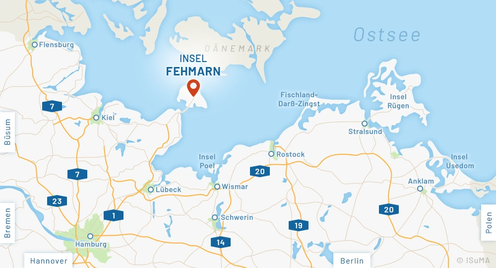 Anfahrtskarte Insel Fehmarn