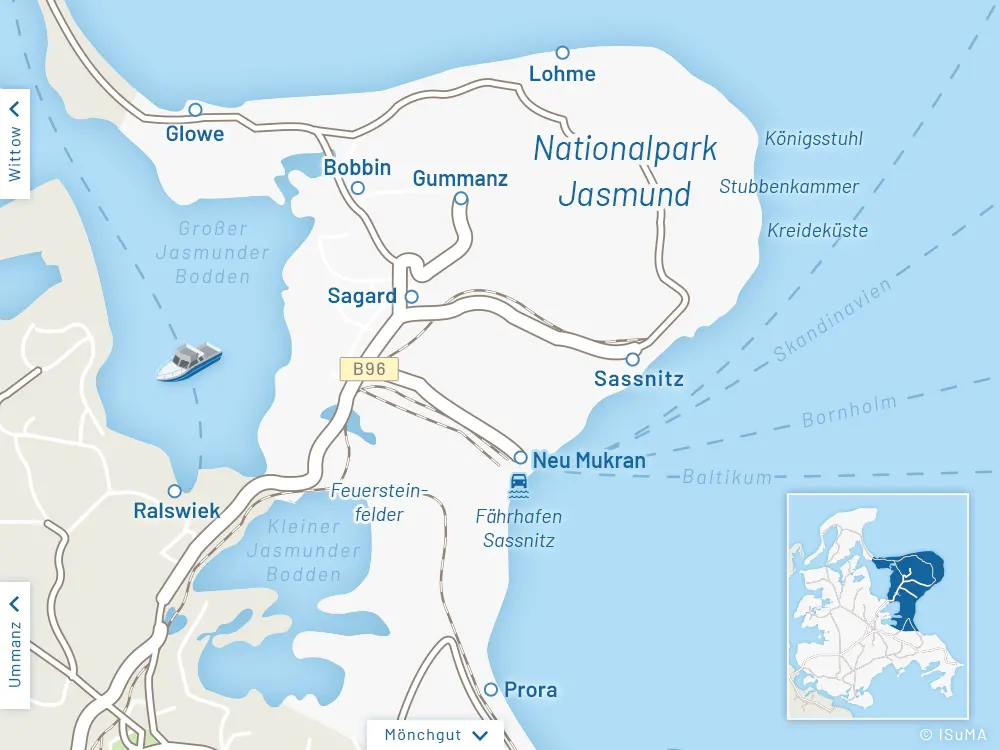 Inselkarte – Halbinsel Jasmund Insel Rügen