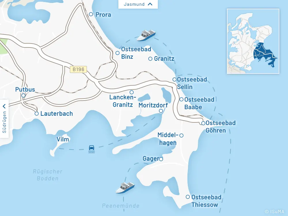 Inselkarte – Halbinsel Mönchgut Insel Rügen