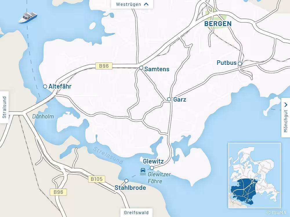 Halbinsel Südrügen Inselkarte – Halbinsel Süd-Rügen