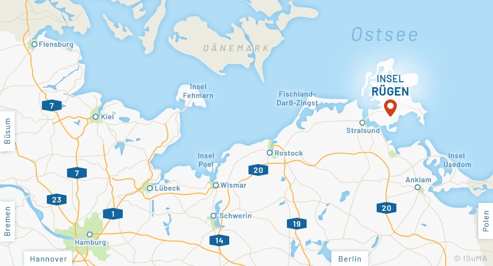 Anfahrtskarte Insel Rügen