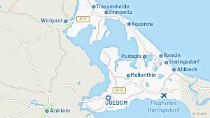Inselkarte und Orte der Insel Usedom