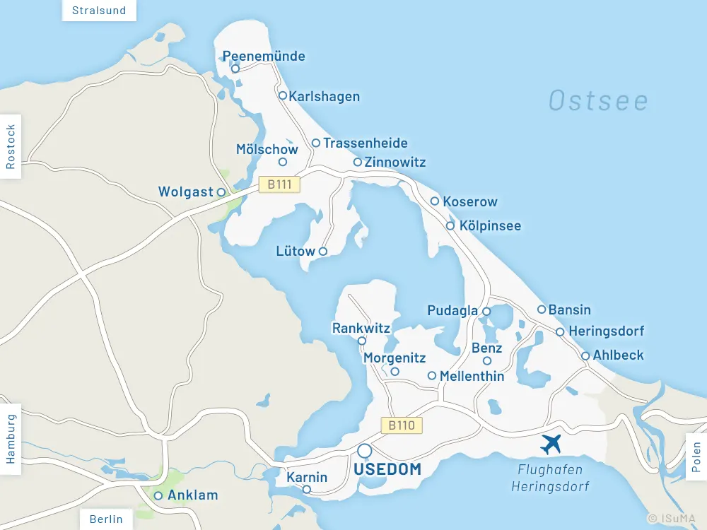Inselkarte Insel Usedom
