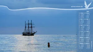 Großsegler auf der Ostsee in der Abenddämmerung Großsegler auf der Ostsee in der Abenddämmerung