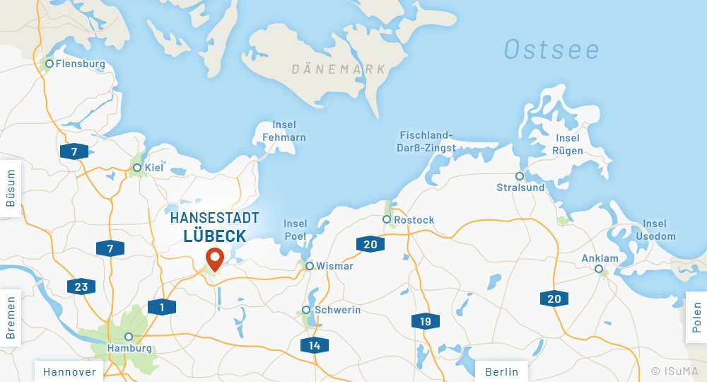 Anfahrtskarte Hansestadt Lübeck