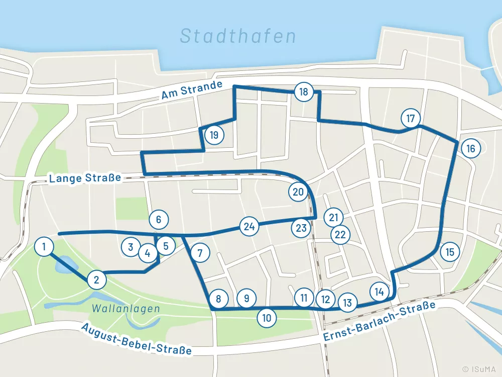 Karte Rundgang durch die Rostocker Altstadt