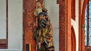 Christophorus-Statue mit dem Christuskind auf der Schulter